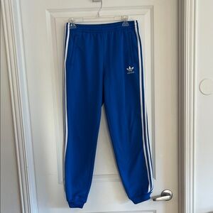 adidas Royal Blue Joggers with White Side Stripes